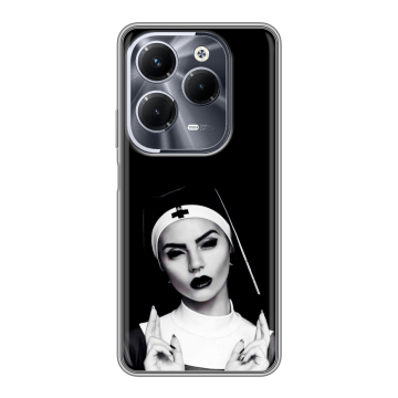 Силиконовый чехол на Infinix Hot 40 Pro с принтом монашка Силиконовый чехол на Infinix Hot 40 Pro с принтом монашка