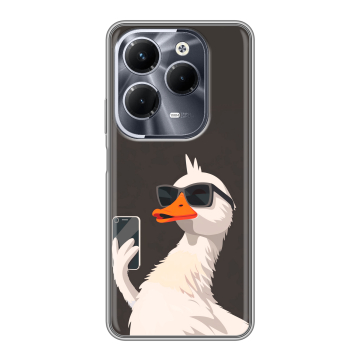 Силиконовый чехол на Infinix Hot 40 Pro с принтом утка в очках Силиконовый чехол на Infinix Hot 40 Pro с принтом утка в очках