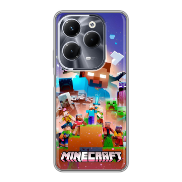 Силиконовый чехол на Infinix Hot 40 Pro с принтом Майнкрафт Minecraft