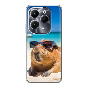 Силиконовый чехол на Infinix Hot 40 Pro с принтом Капибара Силиконовый чехол на Infinix Hot 40 Pro с принтом Капибара