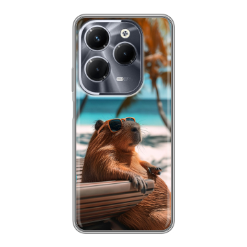 Силиконовый чехол на Infinix Hot 40 Pro с принтом Капибара Силиконовый чехол на Infinix Hot 40 Pro с принтом Капибара