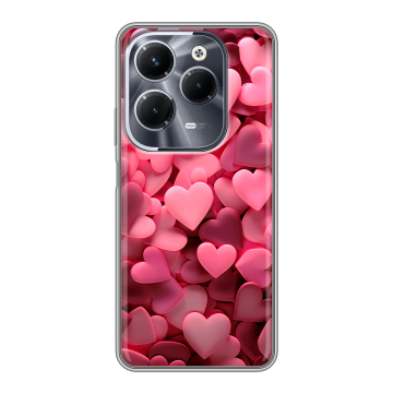 Силиконовый чехол на Infinix Hot 40 Pro с принтом розовые сердечки Силиконовый чехол на Infinix Hot 40 Pro с принтом розовые сердечки