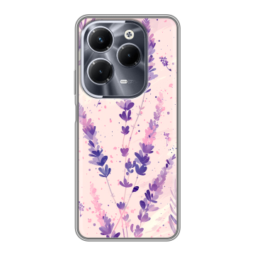 Силиконовый чехол на Infinix Hot 40 Pro с принтом цветы лаванда Силиконовый чехол на Infinix Hot 40 Pro с принтом цветы лаванда