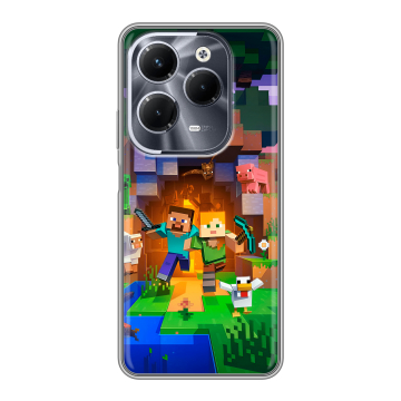 Силиконовый чехол на Infinix Hot 40 Pro с принтом Майнкрафт Minecraft