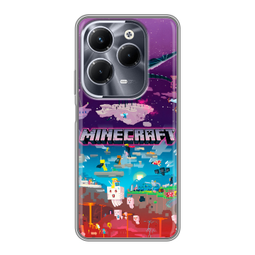 Силиконовый чехол на Infinix Hot 40 Pro с принтом Майнкрафт Minecraft Силиконовый чехол на Infinix Hot 40 Pro с принтом Майнкрафт Minecraft