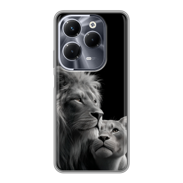 Силиконовый чехол на Infinix Hot 40 Pro с принтом Лев кошки