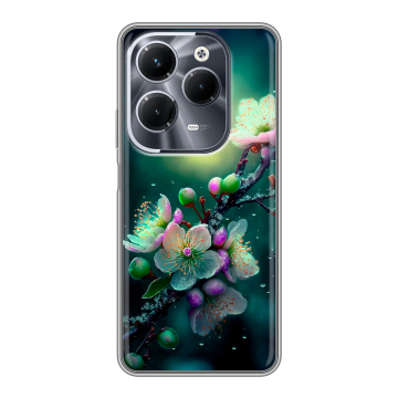 Силиконовый чехол на Infinix Hot 40 Pro с принтом Цветы и мрамор Силиконовый чехол на Infinix Hot 40 Pro с принтом Цветы и мрамор