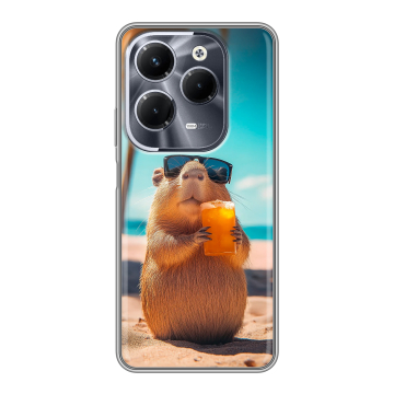 Силиконовый чехол на Infinix Hot 40 Pro с принтом Капибара Силиконовый чехол на Infinix Hot 40 Pro с принтом Капибара