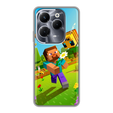 Силиконовый чехол на Infinix Hot 40 Pro с принтом Майнкрафт Minecraft Силиконовый чехол на Infinix Hot 40 Pro с принтом Майнкрафт Minecraft