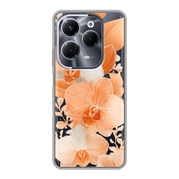 Силиконовый чехол на Infinix Hot 40 Pro с принтом Бежевые цветы