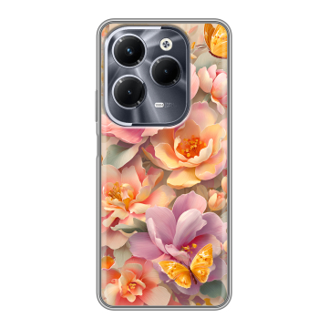 Силиконовый чехол на Infinix Hot 40 Pro с принтом Цветы и бабочки