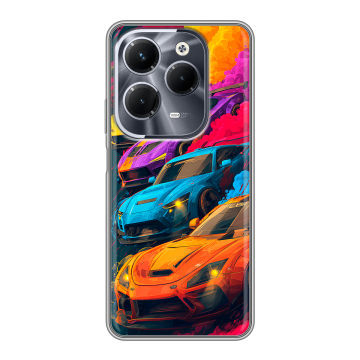 Силиконовый чехол на Infinix Hot 40 Pro с принтом Тачки
