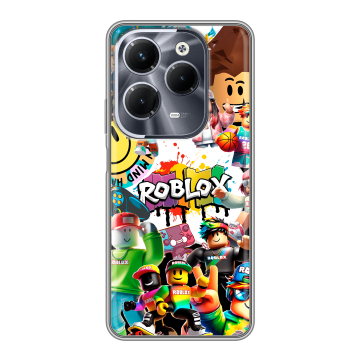 Силиконовый чехол на Infinix Hot 40 Pro с принтом Roblox Роблокс
