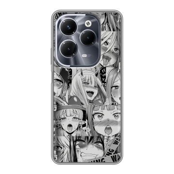Силиконовый чехол на Infinix Hot 40 Pro с принтом Ahegao Ахегао Аниме