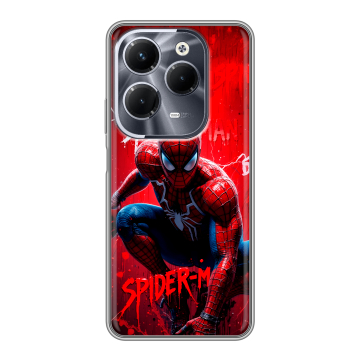 Силиконовый чехол на Infinix Hot 40 Pro с принтом Spiderman Человек паук