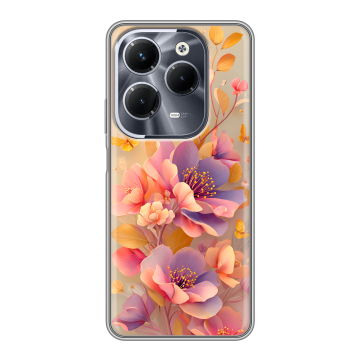 Силиконовый чехол на Infinix Hot 40 Pro с принтом Цветы и бабочки