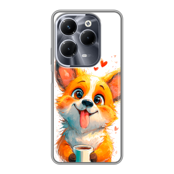Силиконовый чехол на Infinix Hot 40 Pro с принтом корги Силиконовый чехол на Infinix Hot 40 Pro с принтом корги