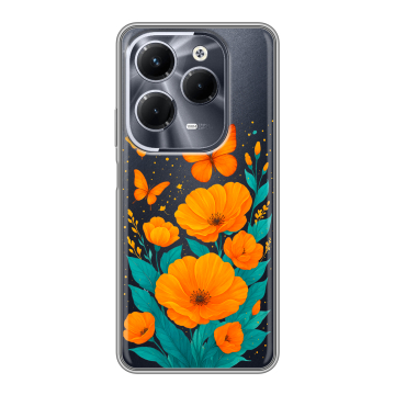 Силиконовый чехол на Infinix Hot 40 Pro с принтом цветы бабочки