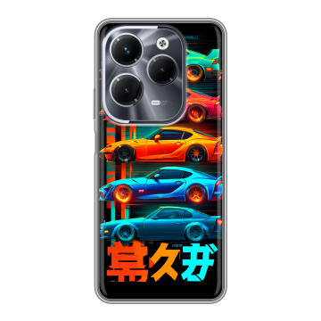 Силиконовый чехол на Infinix Hot 40 Pro с принтом машины тачки