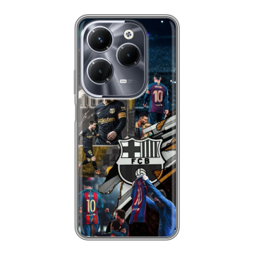 Силиконовый чехол на Infinix Hot 40 Pro с принтом Messi Barcelona Силиконовый чехол на Infinix Hot 40 Pro с принтом Messi Barcelona
