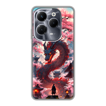 Силиконовый чехол на Infinix Hot 40 Pro с принтом Дракон Японский Силиконовый чехол на Infinix Hot 40 Pro с принтом Дракон Японский