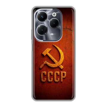 Силиконовый чехол на Infinix Hot 40 Pro с принтом Флаг Герб СССР Силиконовый чехол на Infinix Hot 40 Pro с принтом Флаг Герб СССР