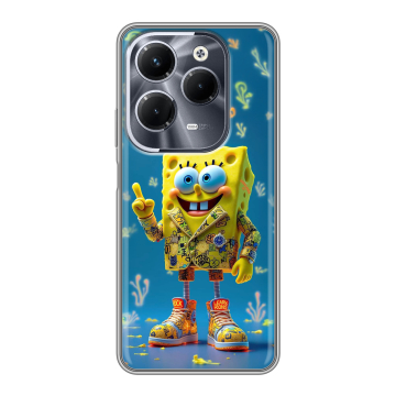 Силиконовый чехол на Infinix Hot 40 Pro с принтом Спанч боб Спанчбоб Силиконовый чехол на Infinix Hot 40 Pro с принтом Спанч боб Спанчбоб