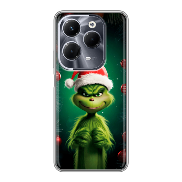 Силиконовый чехол на Infinix Hot 40 Pro с принтом Гринч Новый год Рождество
