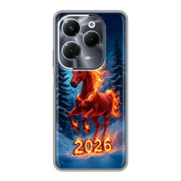Силиконовый чехол на Infinix Hot 40 Pro с принтом Новый год коня