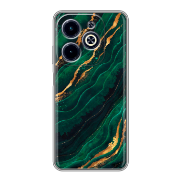 Силиконовый чехол на Infinix Hot 40i с принтом Мрамор зеленое золото