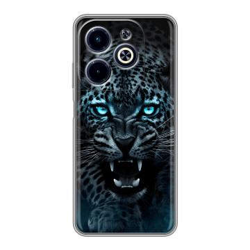 Силиконовый чехол на Infinix Hot 40i с принтом Темный леопард Силиконовый чехол на Infinix Hot 40i с принтом Темный леопард