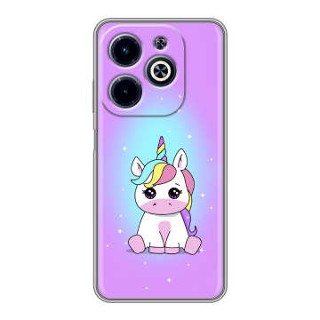 Силиконовый чехол на Infinix Hot 40i с принтом Единорог Силиконовый чехол на Infinix Hot 40i с принтом Единорог