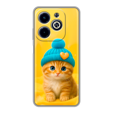Силиконовый чехол на Infinix Hot 40i с принтом Котенок в шапке