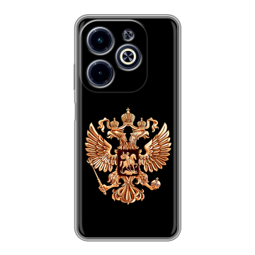 Силиконовый чехол на Infinix Hot 40i с принтом Герб России золотой