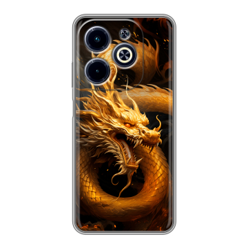 Силиконовый чехол на Infinix Hot 40i с принтом Золотой дракон