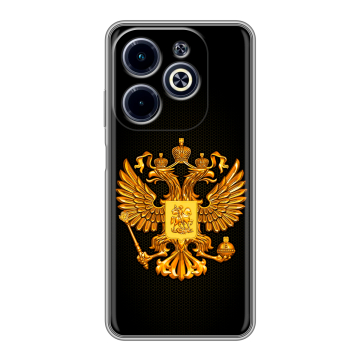 Силиконовый чехол на Infinix Hot 40i с принтом Герб России желтый