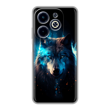 Силиконовый чехол на Infinix Hot 40i с принтом Волк ночной