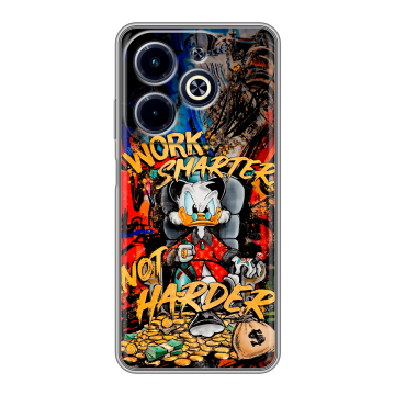 Силиконовый чехол на Infinix Hot 40i с принтом Дональд Дак Деньги
