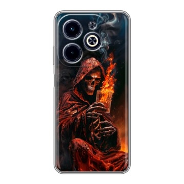 Силиконовый чехол на Infinix Hot 40i с принтом Скелет и карты