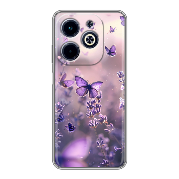 Силиконовый чехол на Infinix Hot 40i с принтом бабочки и лаванда