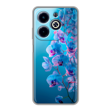 Силиконовый чехол на Infinix Hot 40i с принтом голубые орхидеи