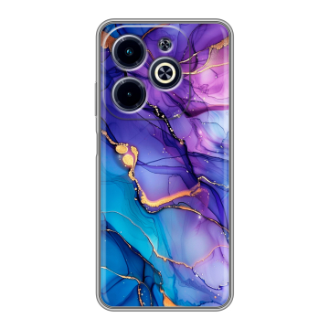 Силиконовый чехол на Infinix Hot 40i с принтом синий мрамор