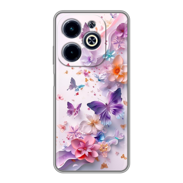 Силиконовый чехол на Infinix Hot 40i с принтом цветы бабочки