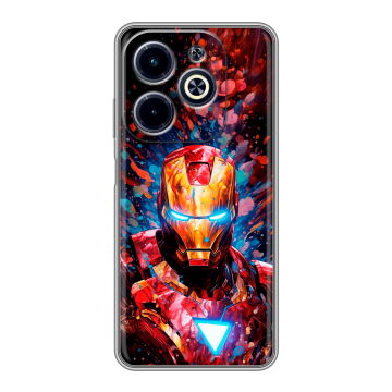 Силиконовый чехол на Infinix Hot 40i с принтом Железный человек Ironman