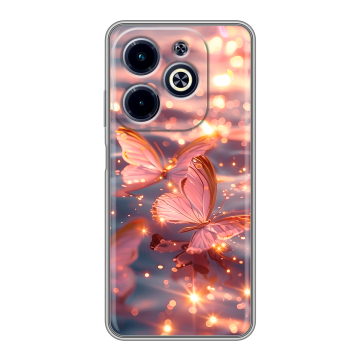 Силиконовый чехол на Infinix Hot 40i с принтом бабочки розовые