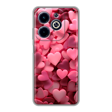 Силиконовый чехол на Infinix Hot 40i с принтом розовые сердечки