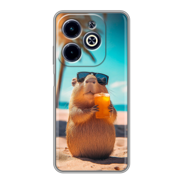 Силиконовый чехол на Infinix Hot 40i с принтом Капибара