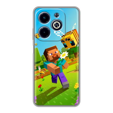 Силиконовый чехол на Infinix Hot 40i с принтом Майнкрафт Minecraft