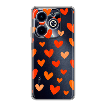 Силиконовый чехол на Infinix Hot 40i с принтом Сердечки