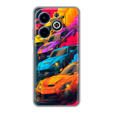 Силиконовый чехол на Infinix Hot 40i с принтом Тачки